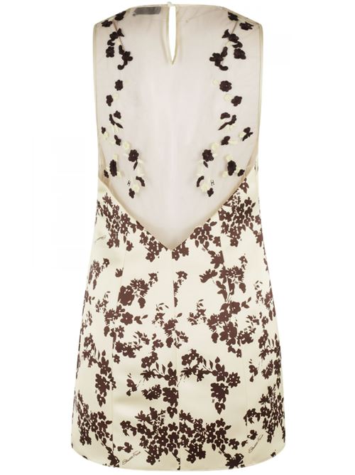 ABITO IN DUCHESSE STAMPATA E TULLE ELISABETTA FRANCHI | AB75951E2DJ3 lemonade/cacao